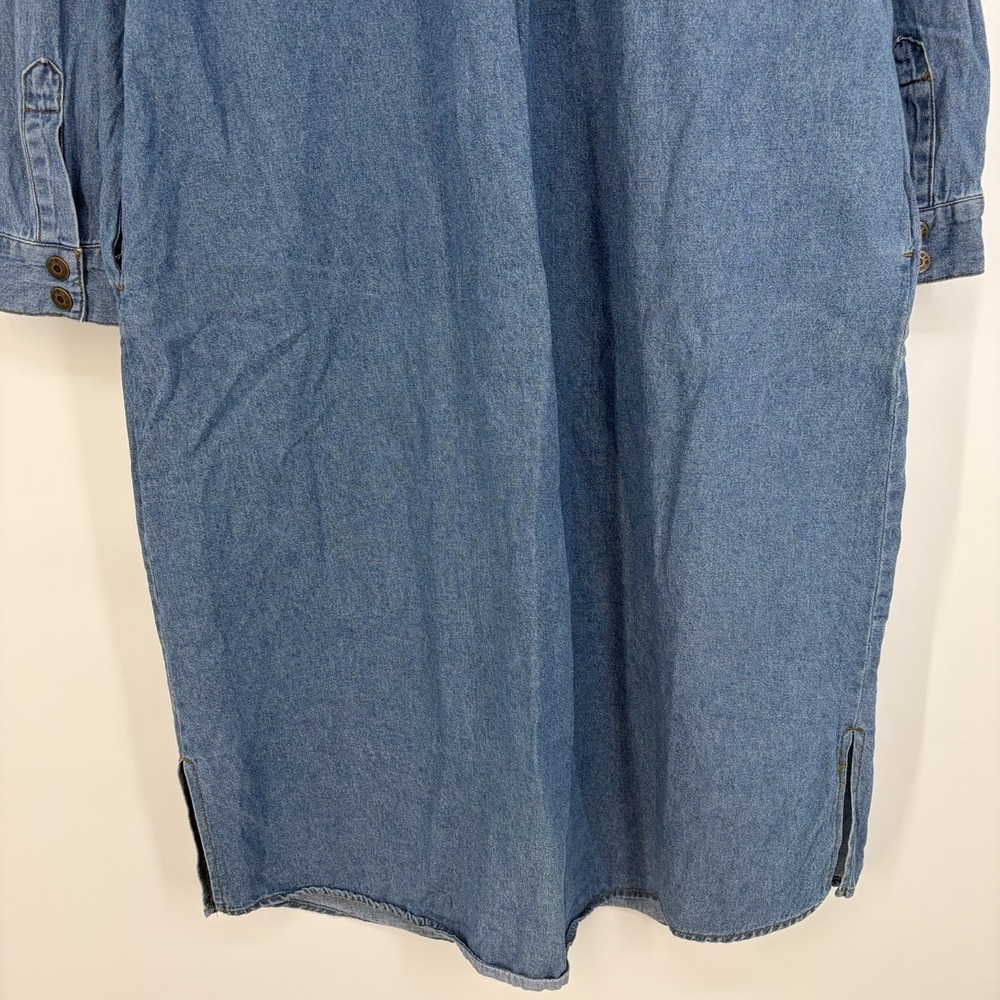 Western Boho Women's Shirt Dress‎ XL Farmhouse Chic Denim Maxi Midi Blue Western - Picture 13 of 15